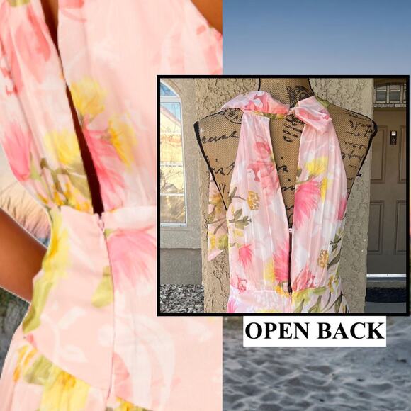 Petal and Pup Acacia Blossom Halter Eden Maxi Dress Size L - Picture 4 of 13